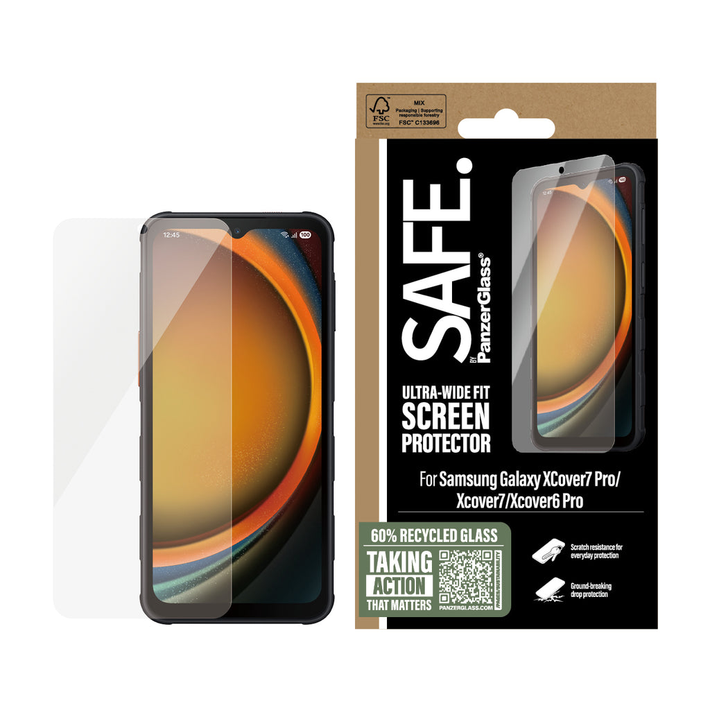 PanzerGlass PanzerGlass SAFE. by ® Screen Protector Samsung Galaxy Xcover7 Pro | Xcover7 | Xcover6 Pro | Ultra-Wide Fit Protection d'écran transparent 1 pièce(s)