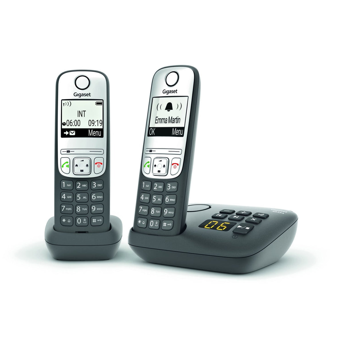 Gigaset Téléphone fixe sans fil avec répondeur - A635A Duo - Anthracite