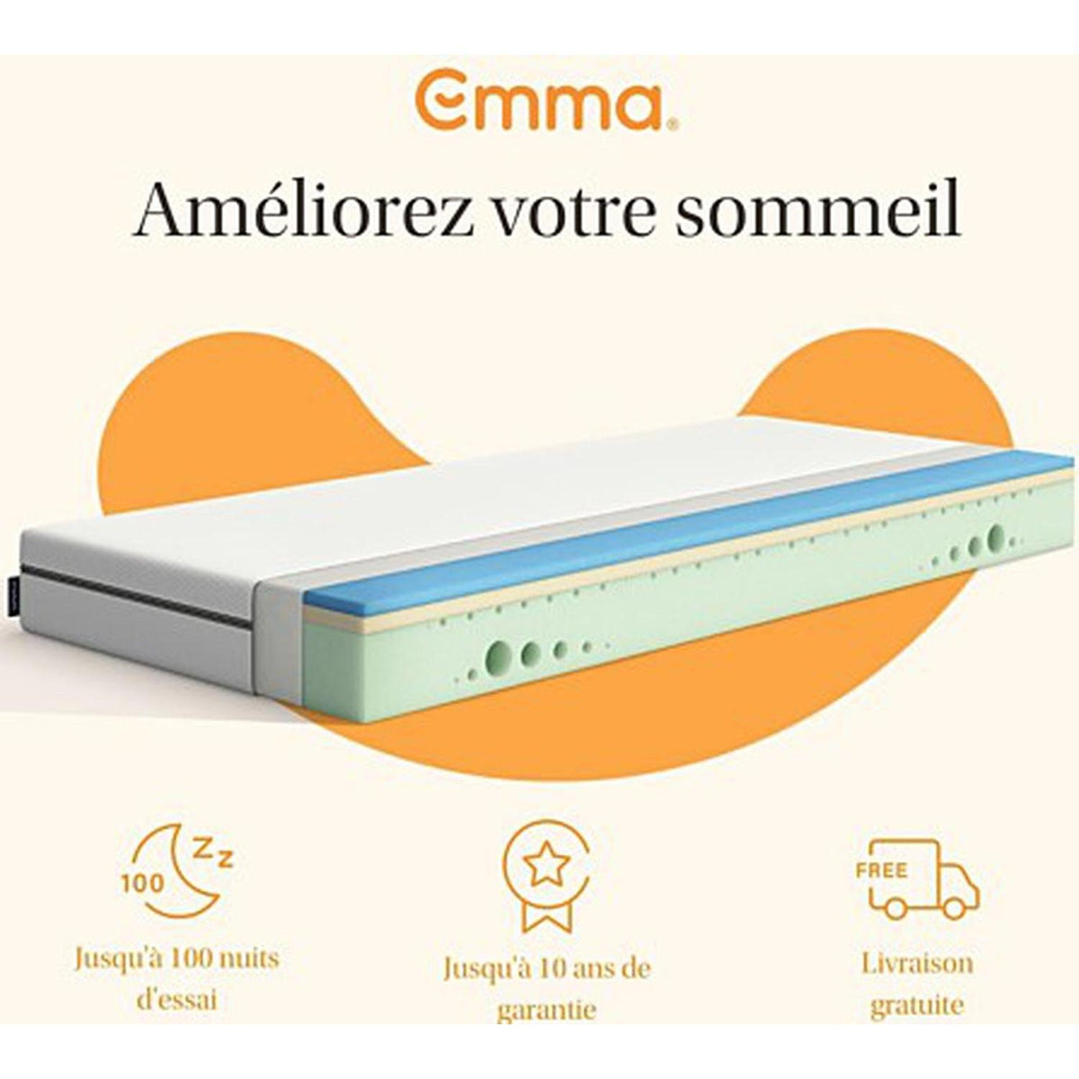 EMMA Matelas en Mousse Airgocell à Mémoire de Forme 140x190cm One