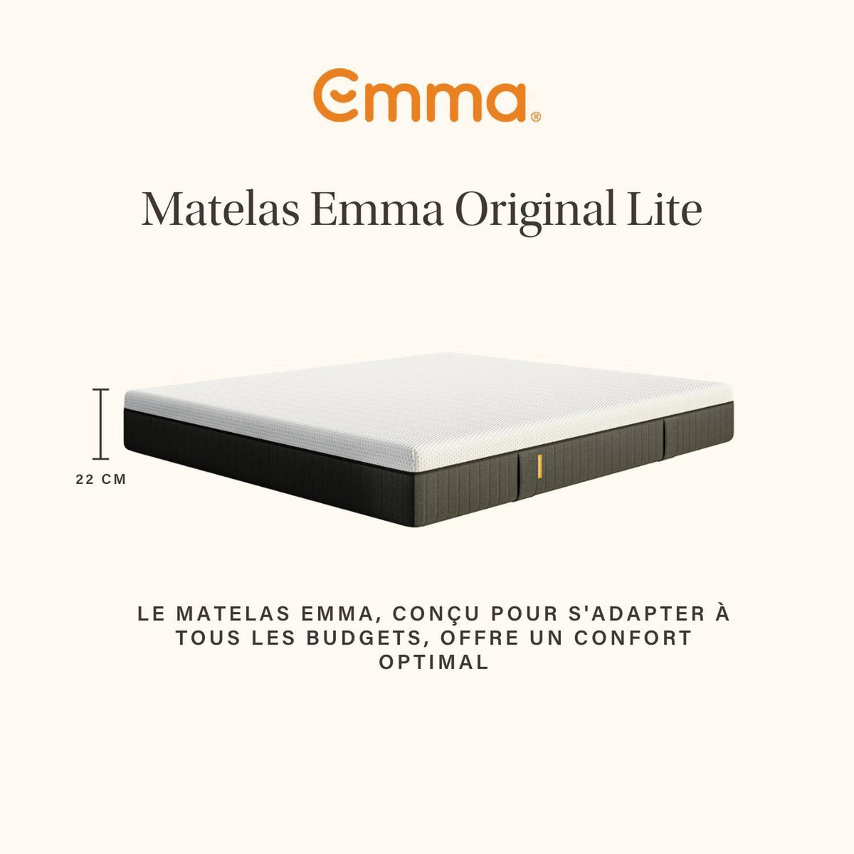 EMMA Matelas Hybride Ressorts et Mousse 140x190cm mi-ferme Original Lite