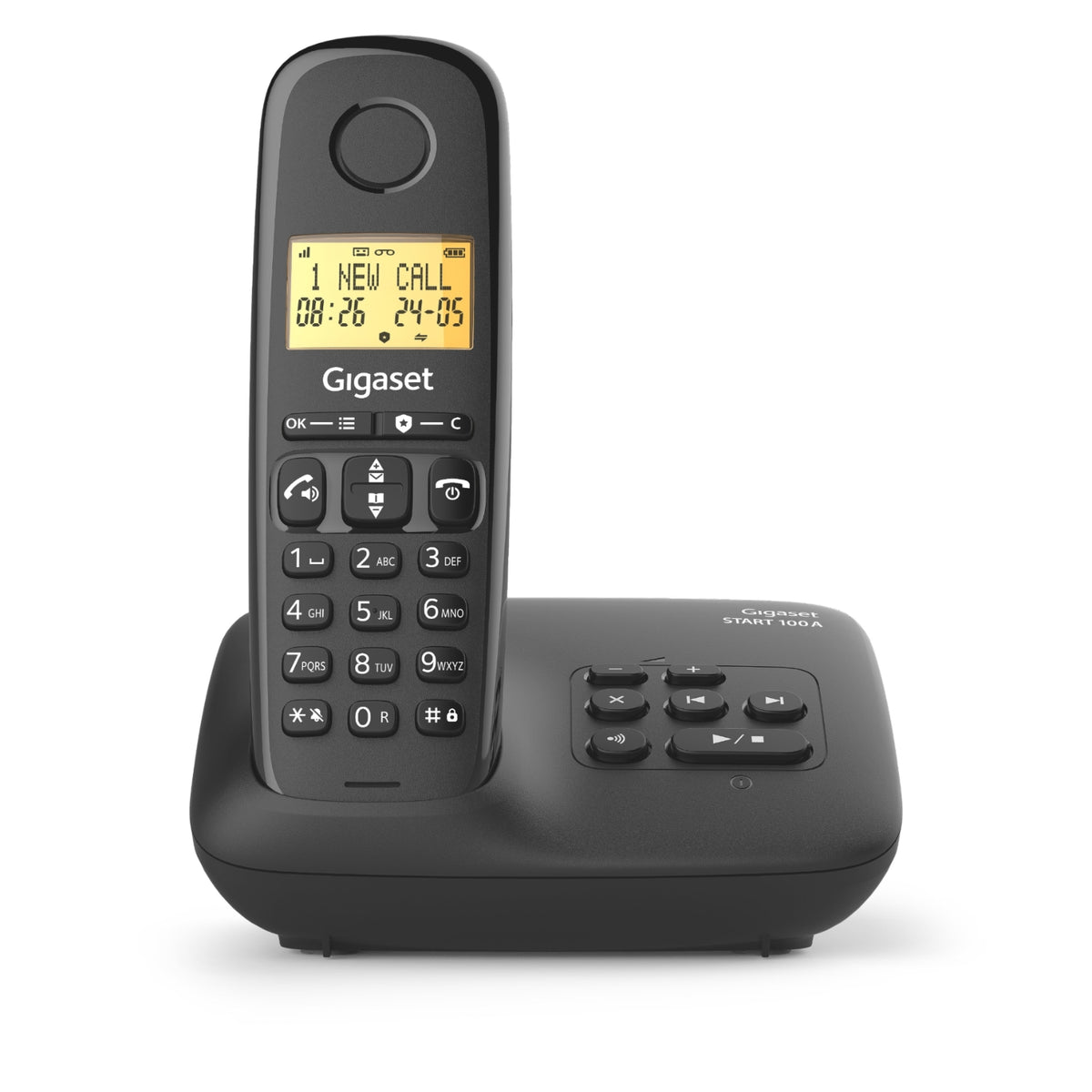 Gigaset Téléphone sans fil avec répondeur - BASIC100A Solo - Noir