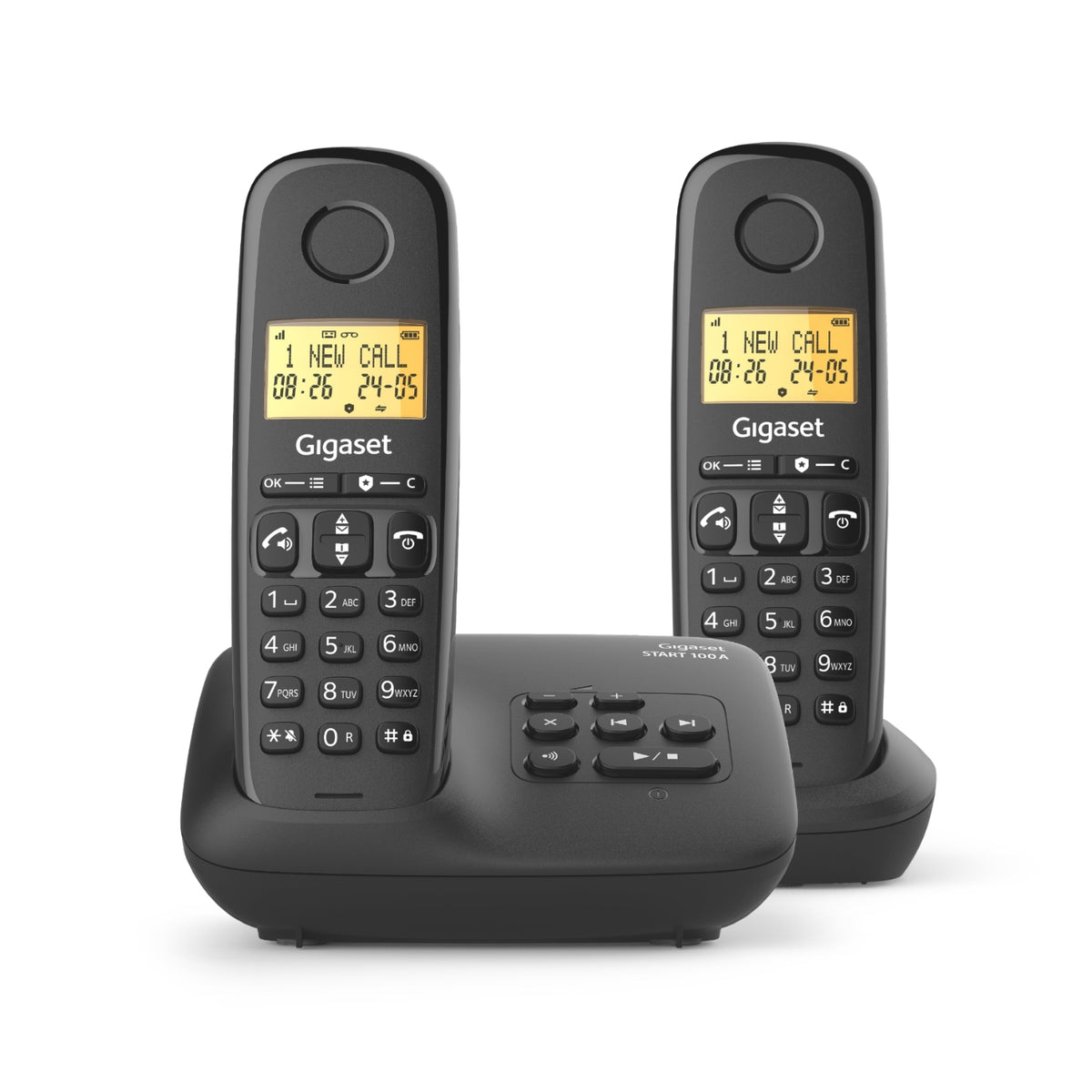 Gigaset Téléphone sans fil avec répondeur - BASIC100A Duo - Noir