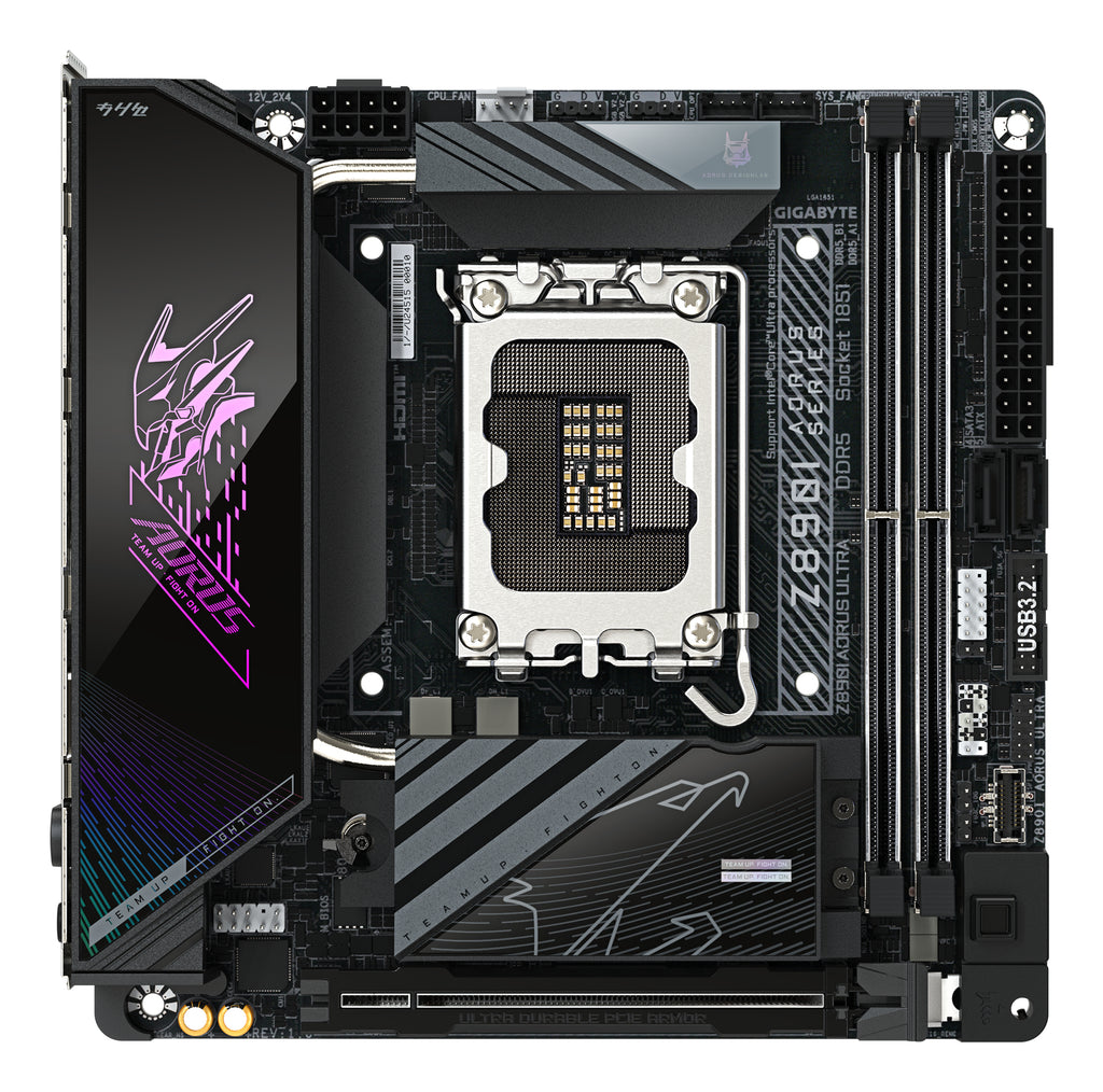 GIGABYTE Carte mère Z890I AORUS ULTRA - Prend en charge les processeurs Intel Core Ultra (Série 2), VRM à 8+1+2 phases, jusqu'à 8800MHz DDR5 (OC), 1xPCIe 5.0 + 1xPCIe 4.0, Wi-Fi 7, LAN 2.5GbE, Thunderbolt 4