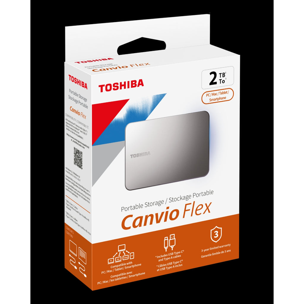 Toshiba Disque dur 2 To Argent USB-C USB-A