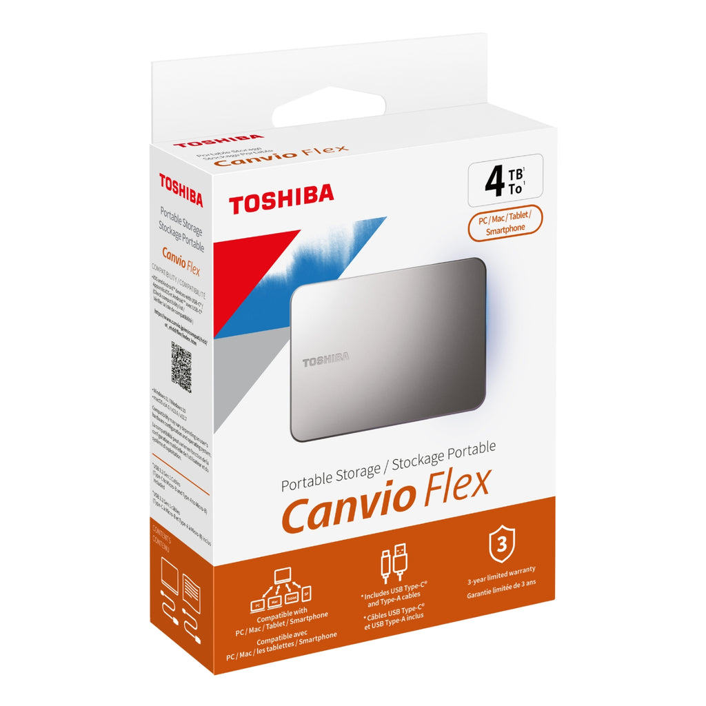 Toshiba Disque dur 4 To Argent USB-C USB-A