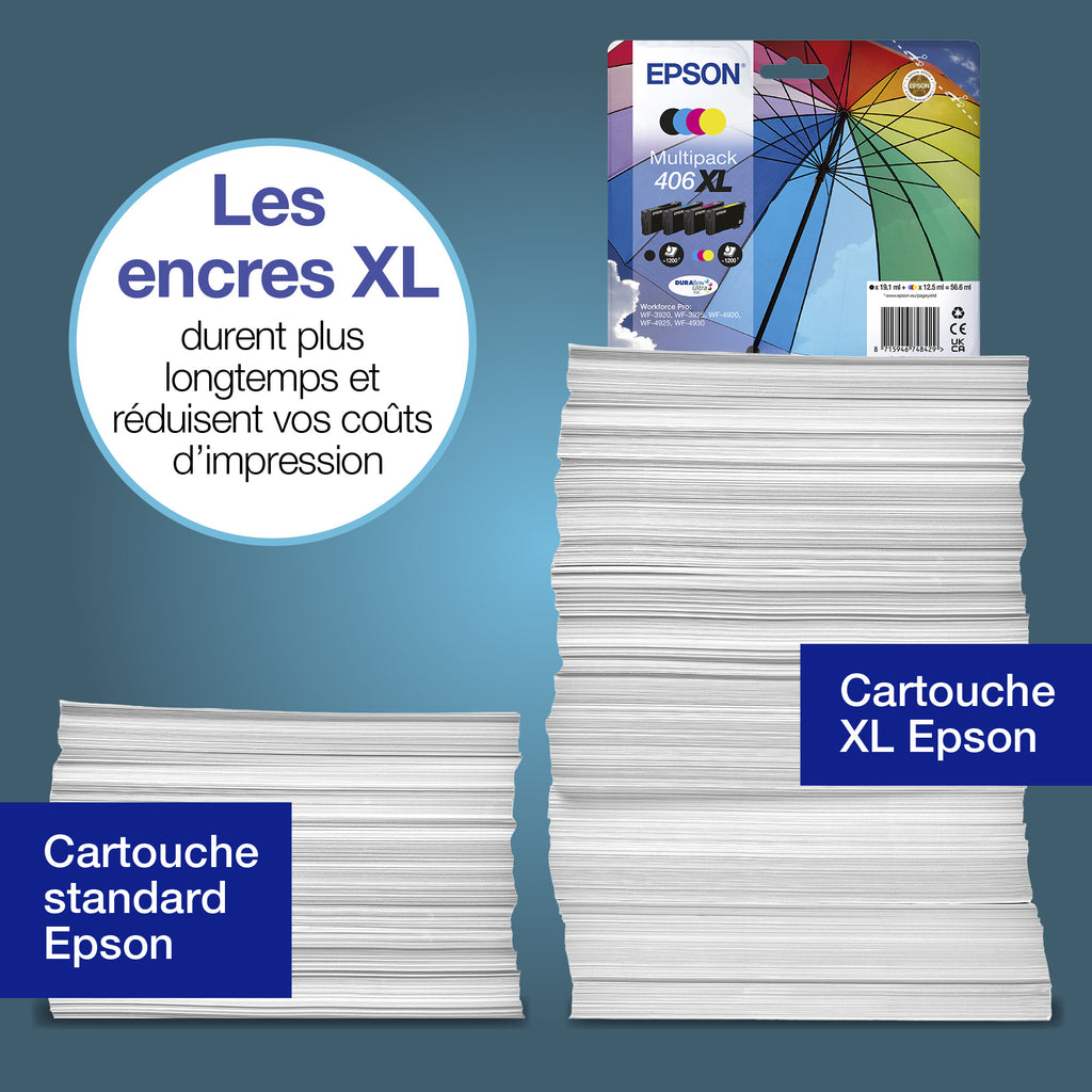 Epson Multipack de cartouches d’encre DURABrite Ultra 4 couleurs Parapluie 406XL