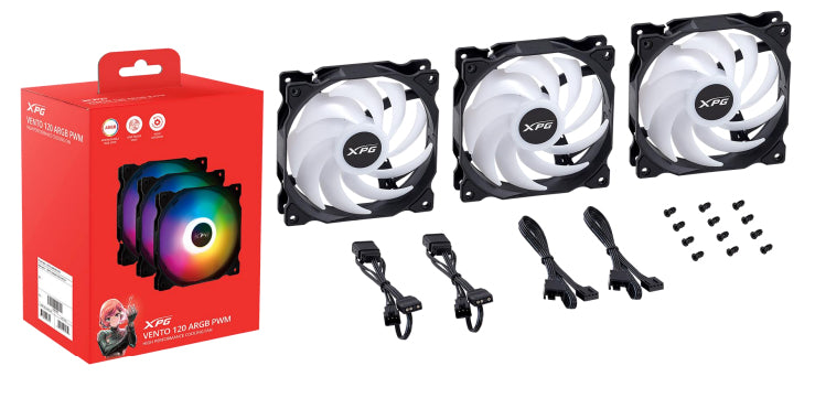 XPG VENTO 120 ARGB PWM Boitier PC Ventilateur 12 cm Noir 3 pièce(s)