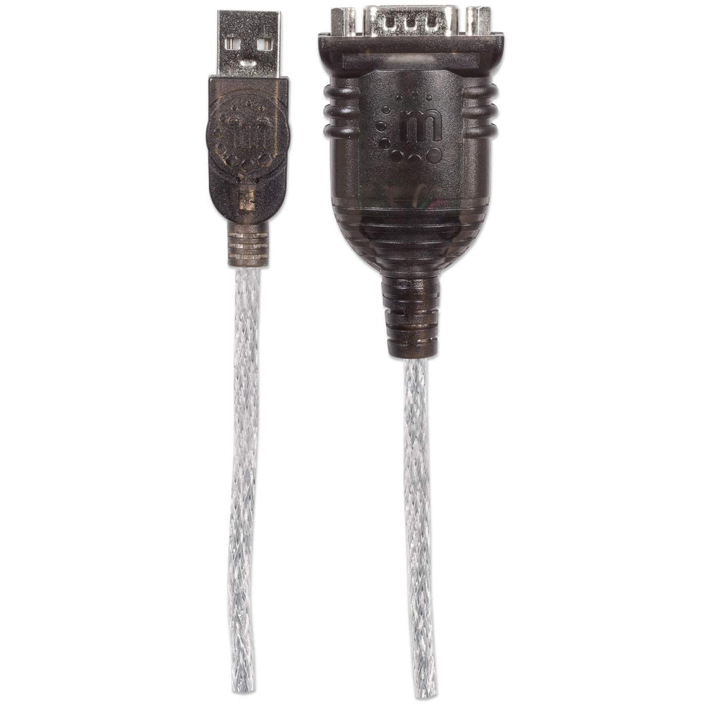 Manhattan Convertisseur USB-A vers Série RS232/COM/DB9, Puce Prolific PL-2303RA, 45 cm, Noir/Argent