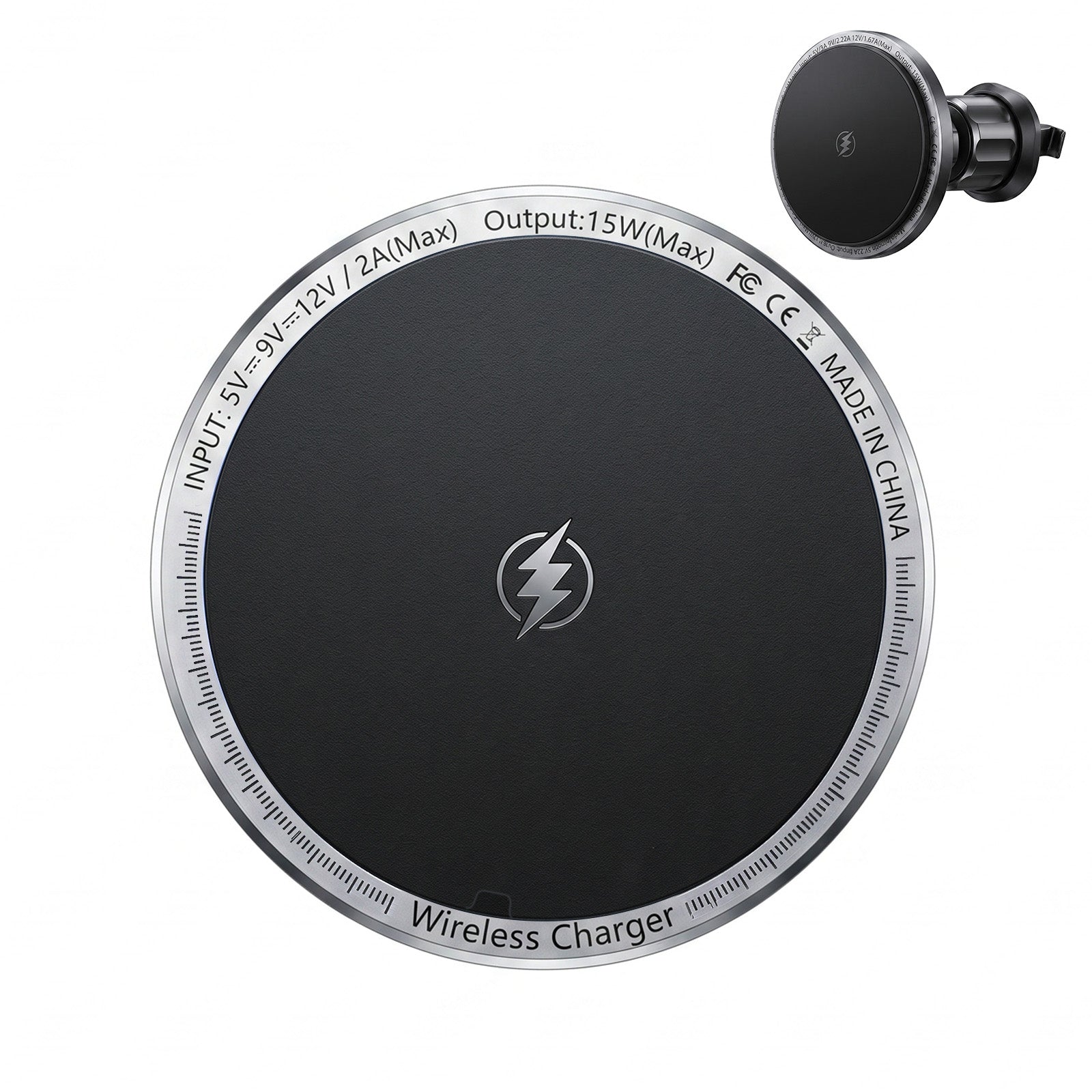 Chargeur sans fil magnétique pour voiture Rexsun 15W, chargeur de support de voiture Magsafe, pour évent d'aération/tableau de bord, compatible avec les séries iPhone 14/13/12, M2 PRO, Noir