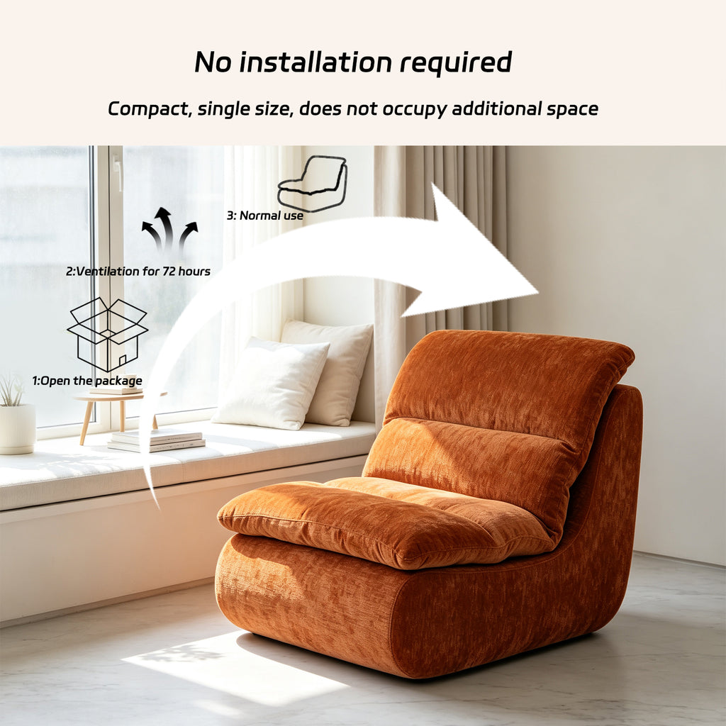 Un fauteuil à mémoire de forme haute densité, chaise de salon confortable en velours chenille, chaise de détente et de lecture, pour salon, chambre et salle de jeux, coloris caramel