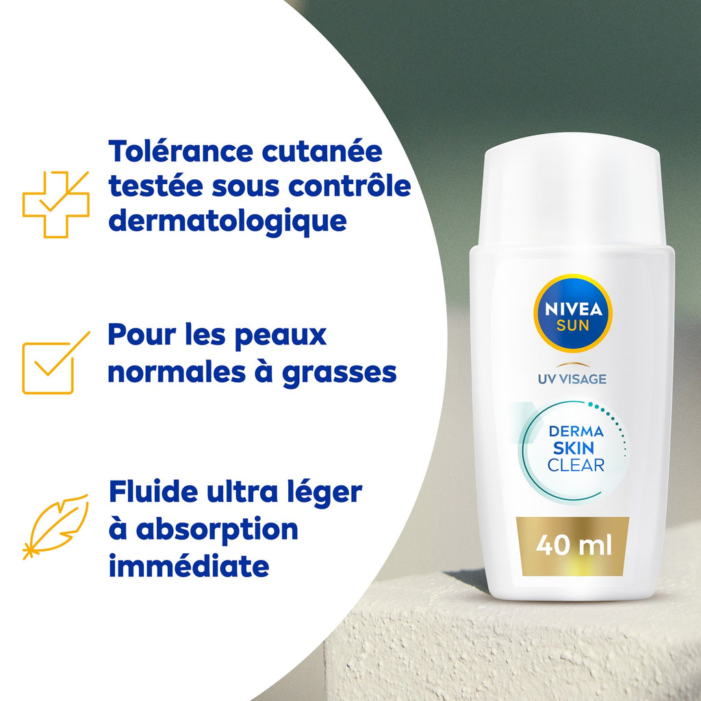 NIVEA SUN Derma Skin Clear Fluide UV visage SPF 50+ - 40 ml