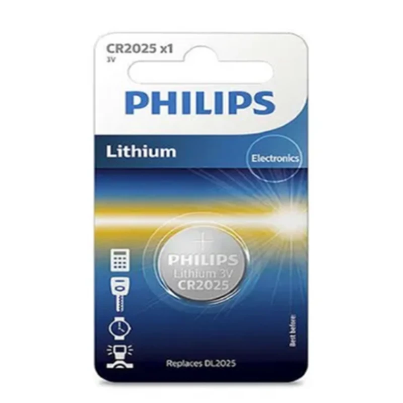 PHILIPS Pile bouton lithium CR2025/01B - 3 V longue durée et haute performance