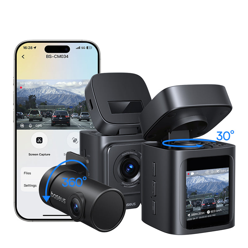Baseus PrimeTrip VD1 Caméra de bord 3 K + 1080 p - Noir cosmique