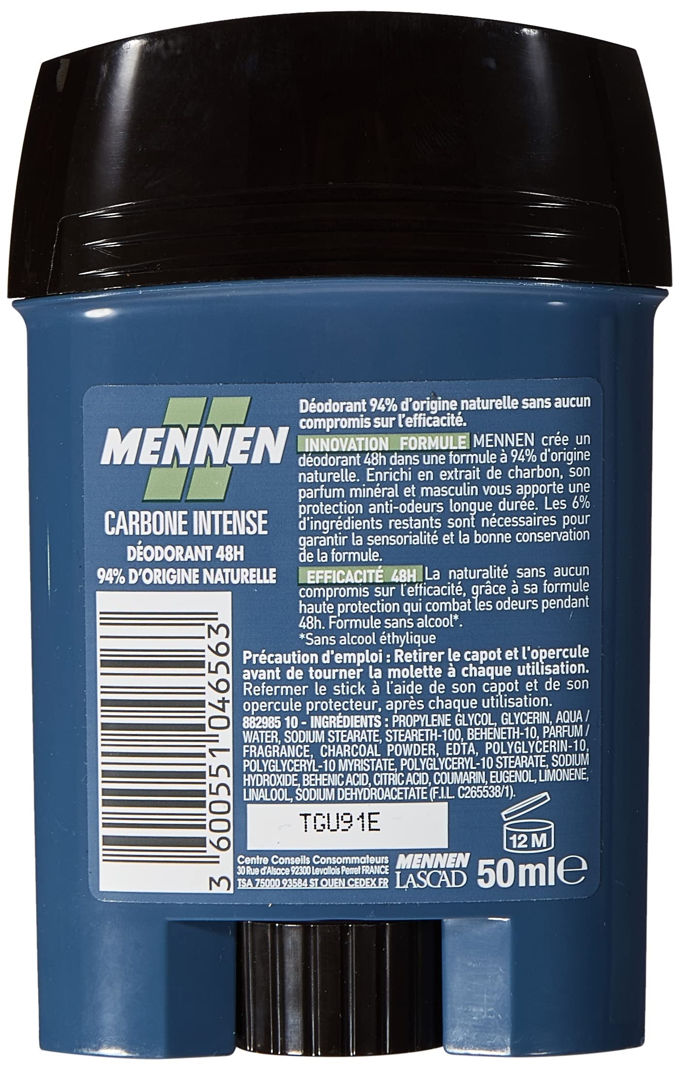 Mennen Carbone Intense Déodorant Stick 48 h 60 ml