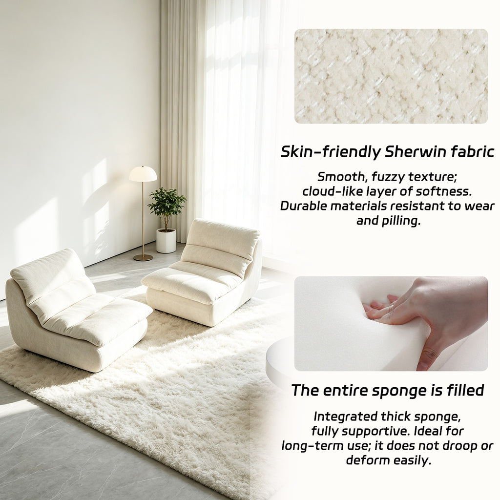 Un fauteuil à mémoire de forme haute densité, chaise de salon confortable en velours chenille, chaise de lecture détendue, pour salon, chambre, salle de jeux, blanc