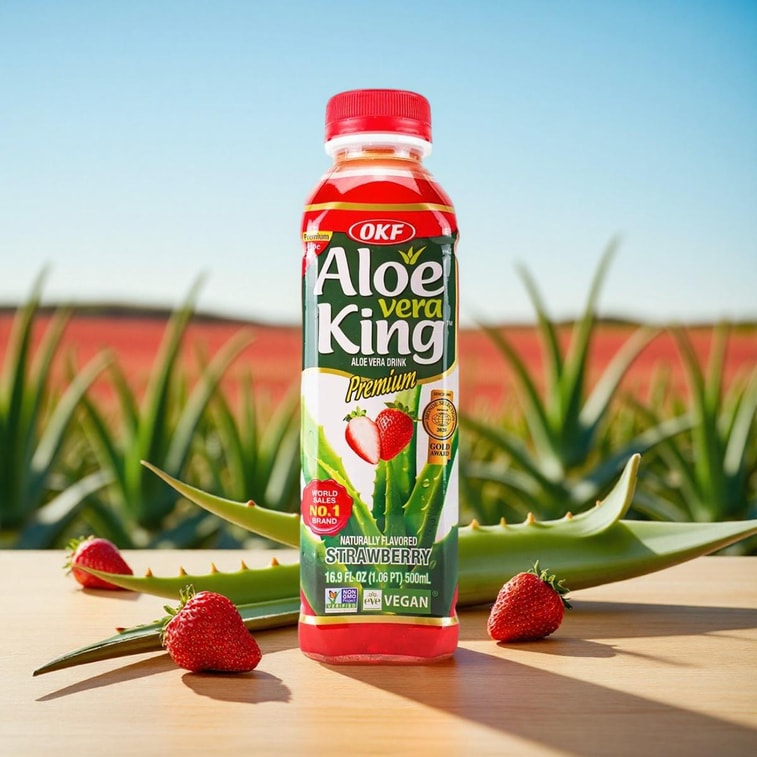 OKF Boisson à l’aloe vera à la fraise sans sucre