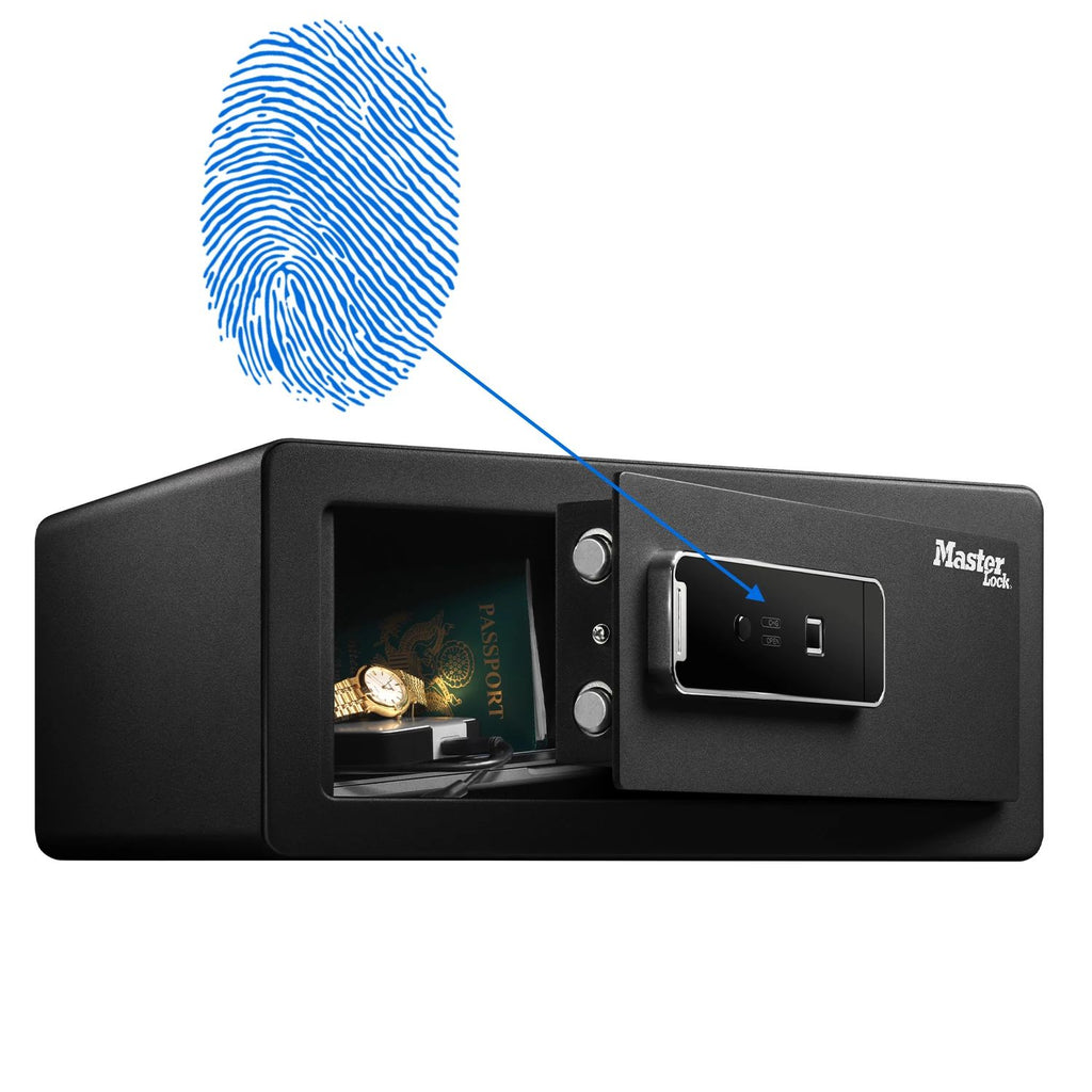 Master Lock LX110BEURHRO Biometric Security Safe for Valuables, Black, 19,5 x 43 x 37 cm