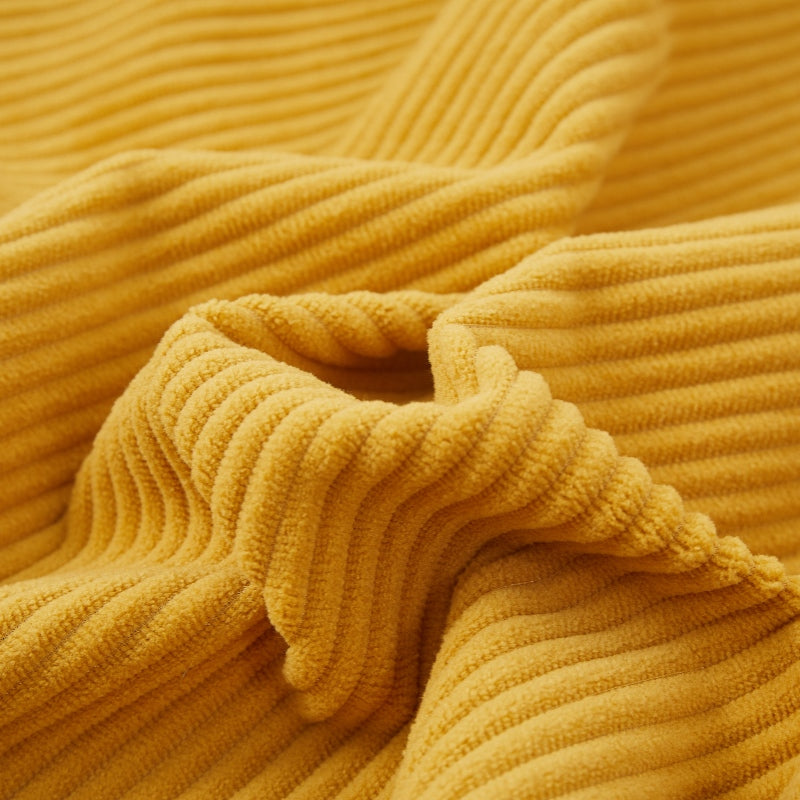 MEROPE Housse de coussin en velours côtelé polyester, 50 x 50 cm, Jaune, Lot de 1