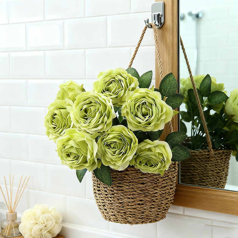 1 Pièce 18,89 in / 48 cm Bouquet de Fleurs de Roses Artificielles en Soie pour Maison Bureau Fêtes Mariée et Décoration de Mariage (Vert)