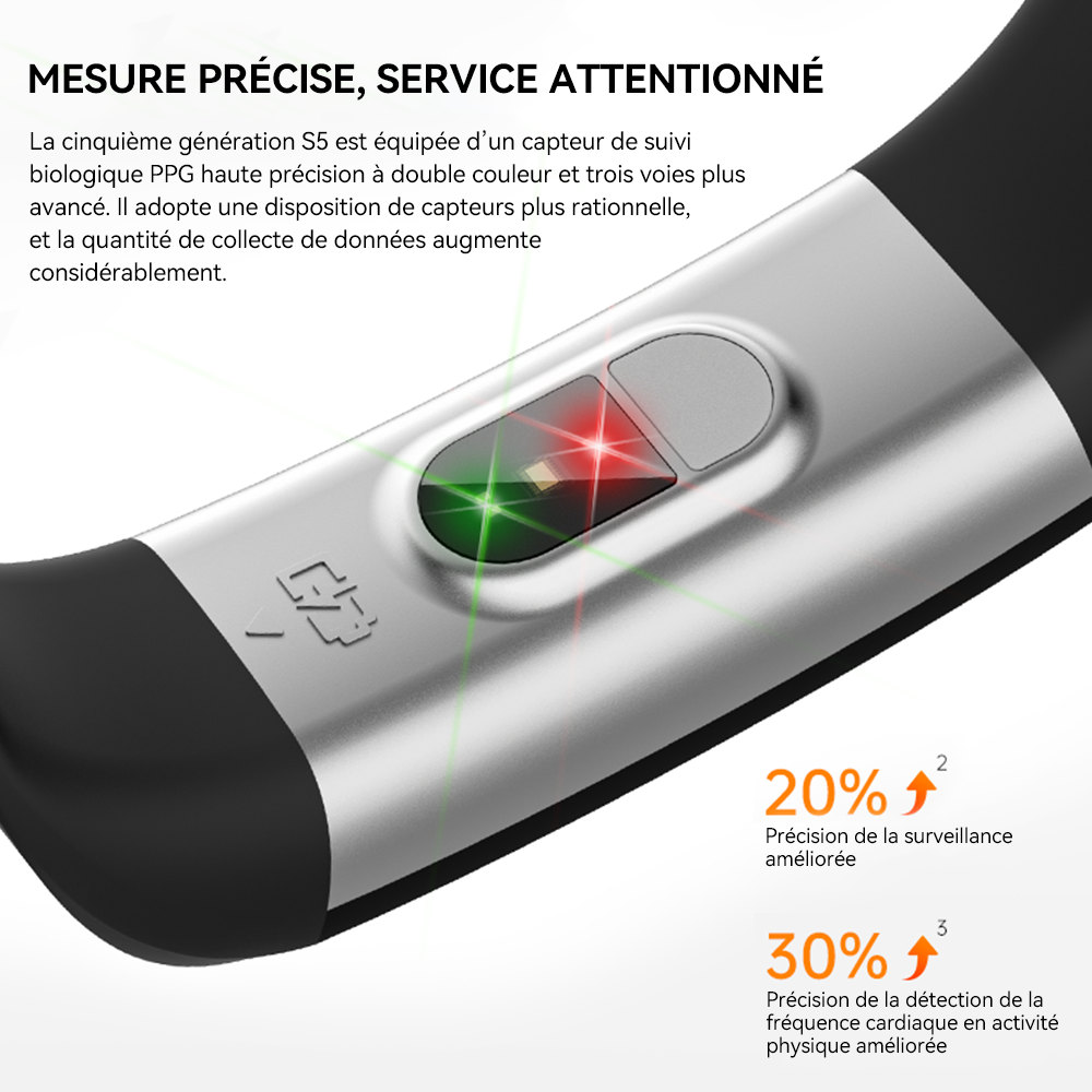 FITTEK S5 Montre connectée, Suivi de santé 24/7, Autonomie 50 jours, 16 modes sportifs, Noir