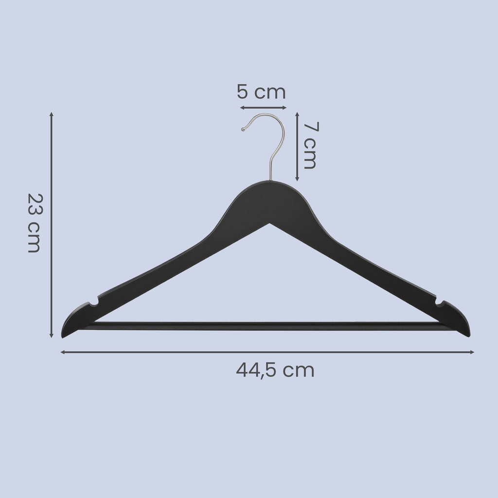 JOYFURNOS Lot de 20 cintres en bois massif, noir et argent, dotés de découpes sur les épaules et d'une barre antidérapante pour pantalons, crochet pivotant à 360°, parfaits pour les costumes et chemises
