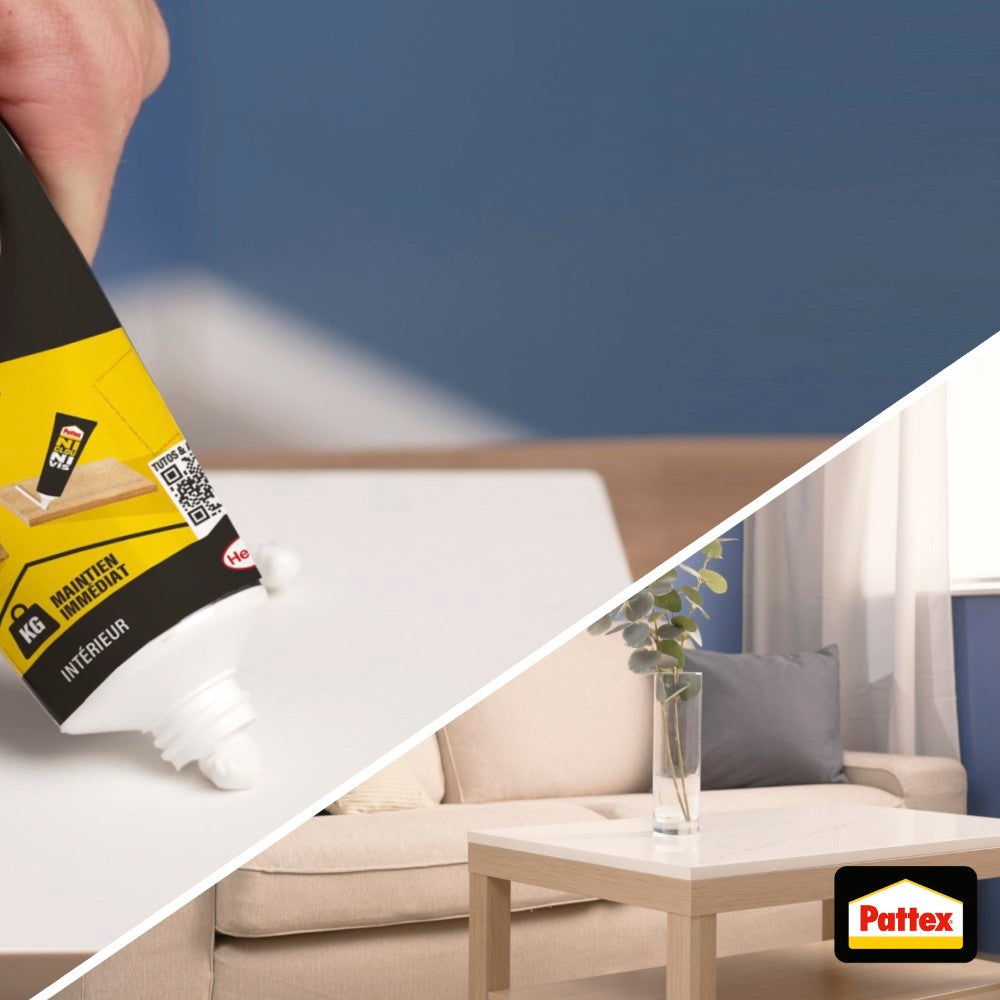 Pattex – Ni Clou Ni Vis Extra Fort (tube de 260 g) – Colle de fixation à maintien immédiat – Rapide pour usage intérieur