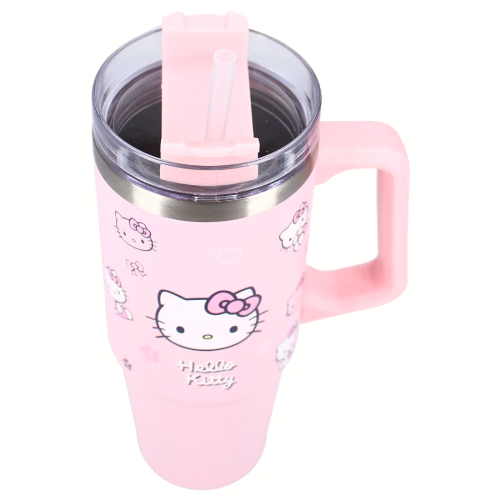 HELLO KITTY Bliss Mug de voyage XL - Acier inoxydable - 900 ml avec paille
