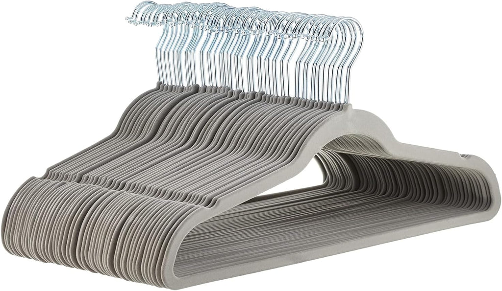 ANQI Lot de 50 cintres en velours antidérapants - Gris/argent