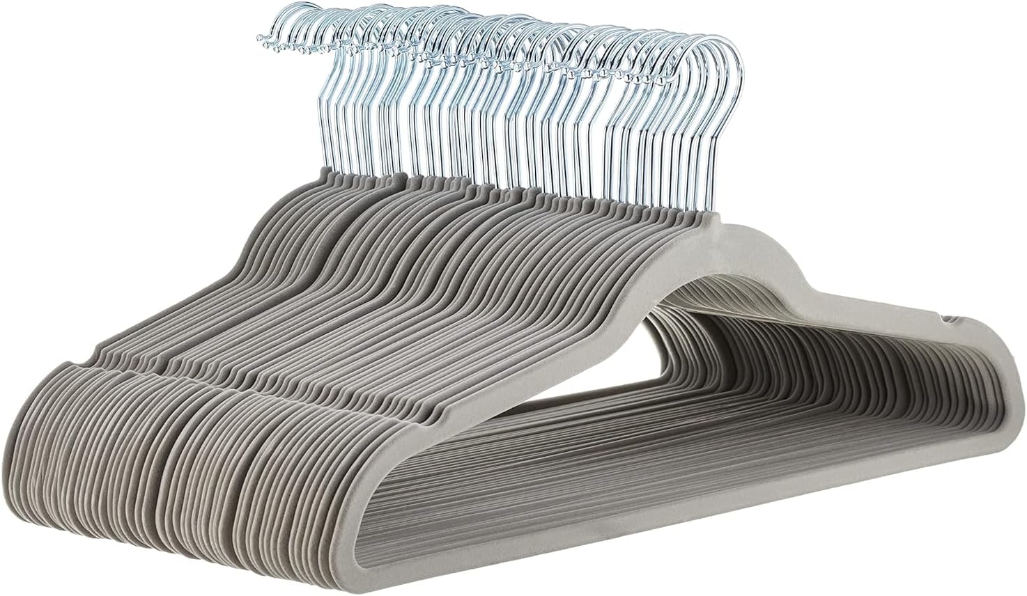 ANQI Lot de 50 cintres en velours antidérapants - Gris/argent