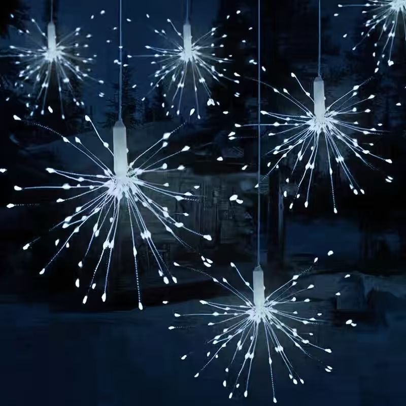 M.TK Suspension lumineuse LED Starburst, lampe feu d'artifice, 90 LED, blanc froid, fonctionne sur piles, pour Noël, extérieur, terrasse, jardin