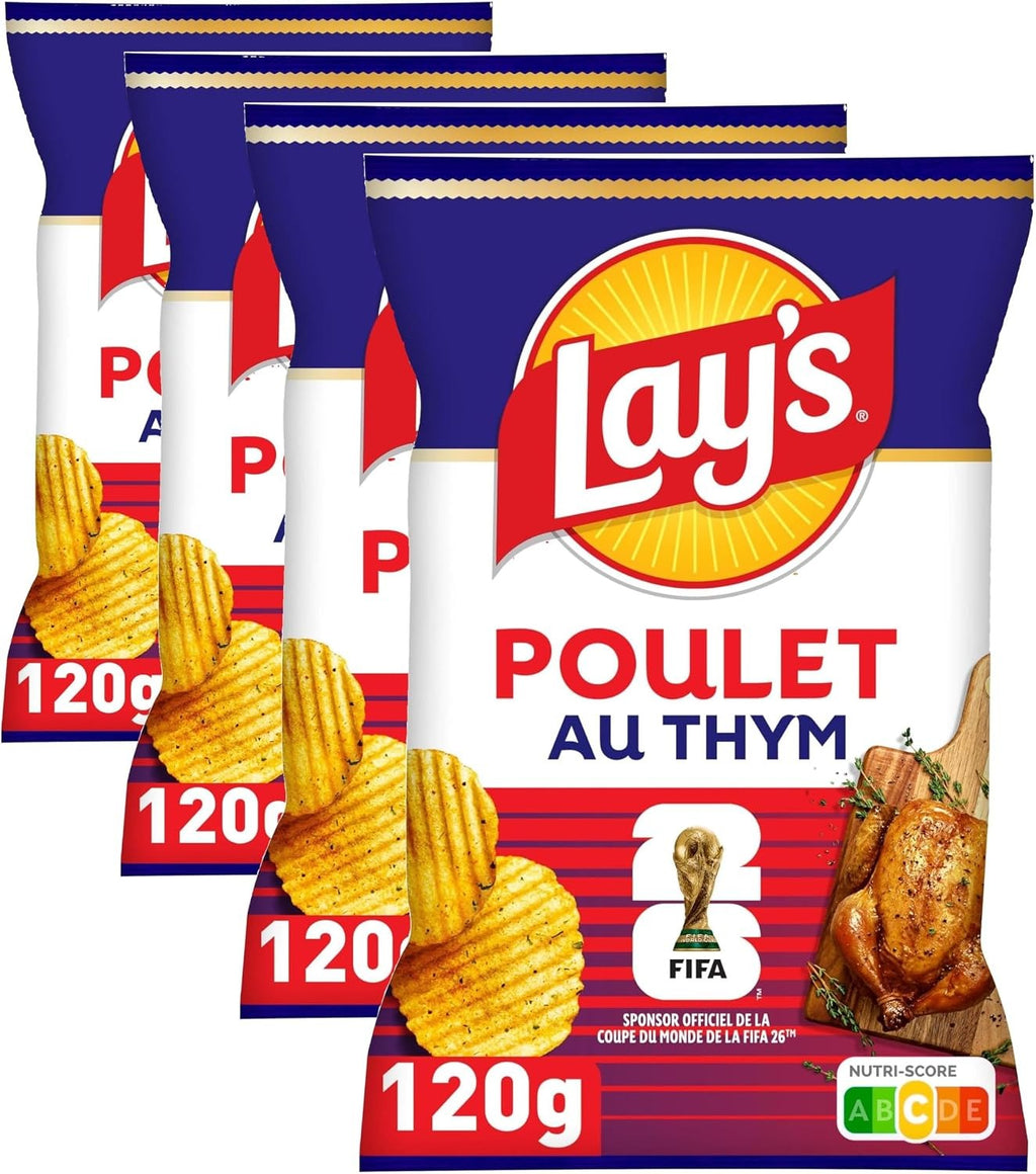 Lay's Chips Ondulées Saveur Poulet et Thym, 120 g