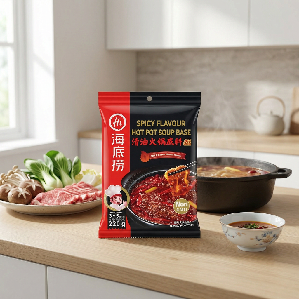 HAIDILAO Base de bouillon pour fondue chinoise à l’huile claire saveur Mala - 220 g