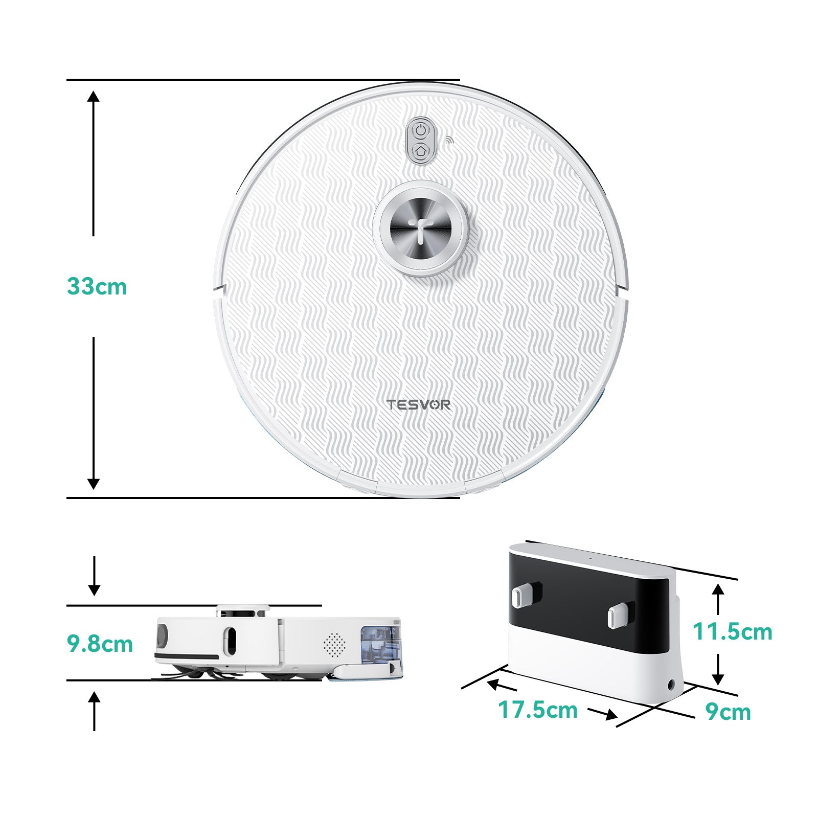 Aspirateur robot Tesvor S8Pro avec fonction de nettoyage - Robot aspirateur 8000 Pa 3-en-1 aspirateur robot + navigation LiDAR + 240 min d'autonomie, contrôle par application/Alexa