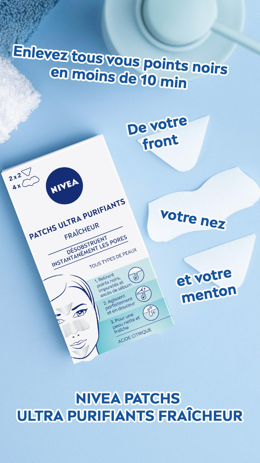 NIVEA Patchs visage ultra purifiants, Fraîcheur, 6 patchs