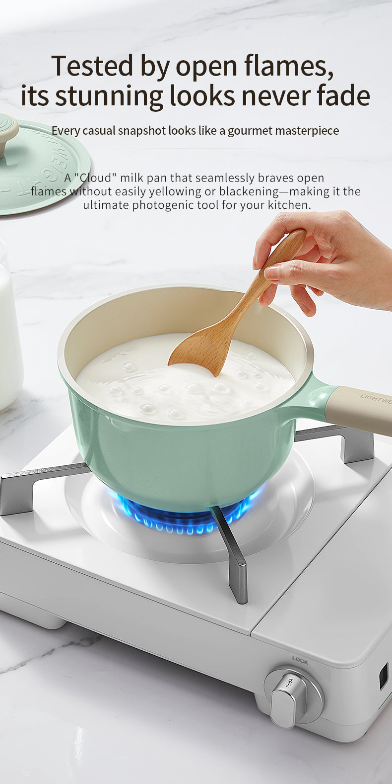 COOKER KING Casserole à Lait Antiadhésive, Casserole pour Aliments pour Bébés à Revêtement Sans PFAS, Petit Casserole avec Récupérateur de Huile