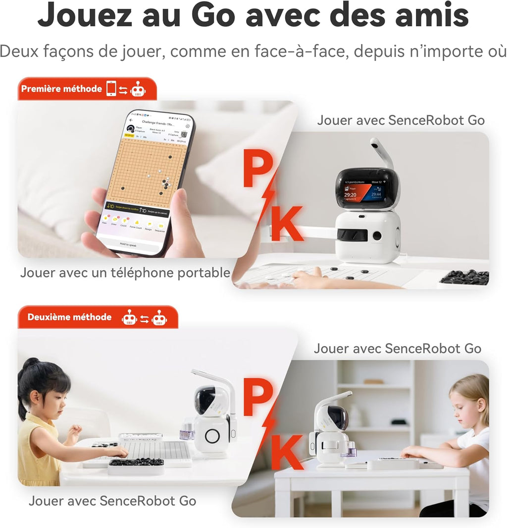 Adversaire de jeu de go intelligent – Plateau de go IA SenseRobot Go Professional équipé d'un bras robotique, adapté à tous les niveaux, parties de haut niveau, analyse en temps réel