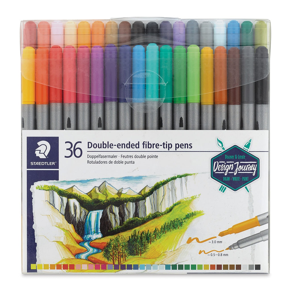 STAEDTLER Design Journey Marqueurs à double extrémité en fibre - 36 Couleurs