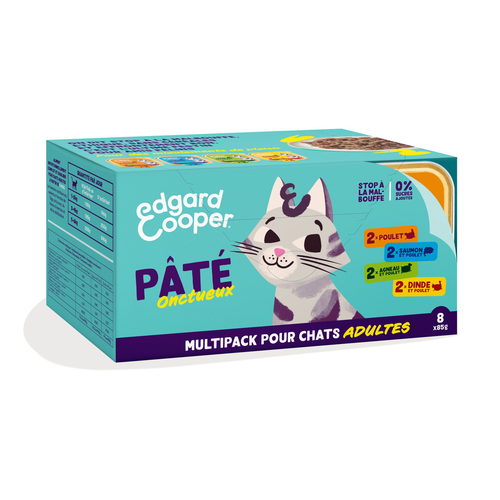 Edgard & Cooper Pack Assortiment de Pâtés sans Céréales pour Chats Adultes - 8*85 g