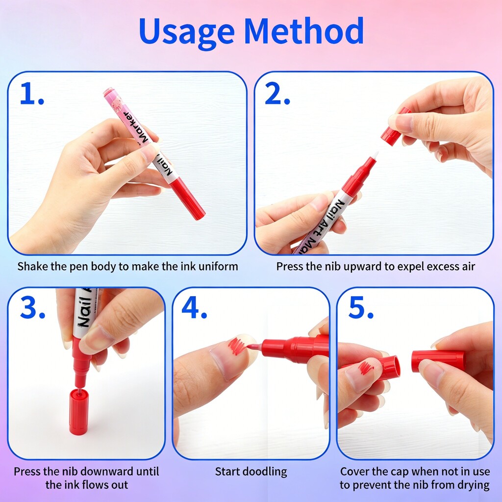 Lot de 12 stylos de vernis à ongles 12 couleurs 3D 0,5 mm outils de pointillage stylos de peinture acrylique stylo traceur à pointe pour dessin et peinture résistants à l'eau et à