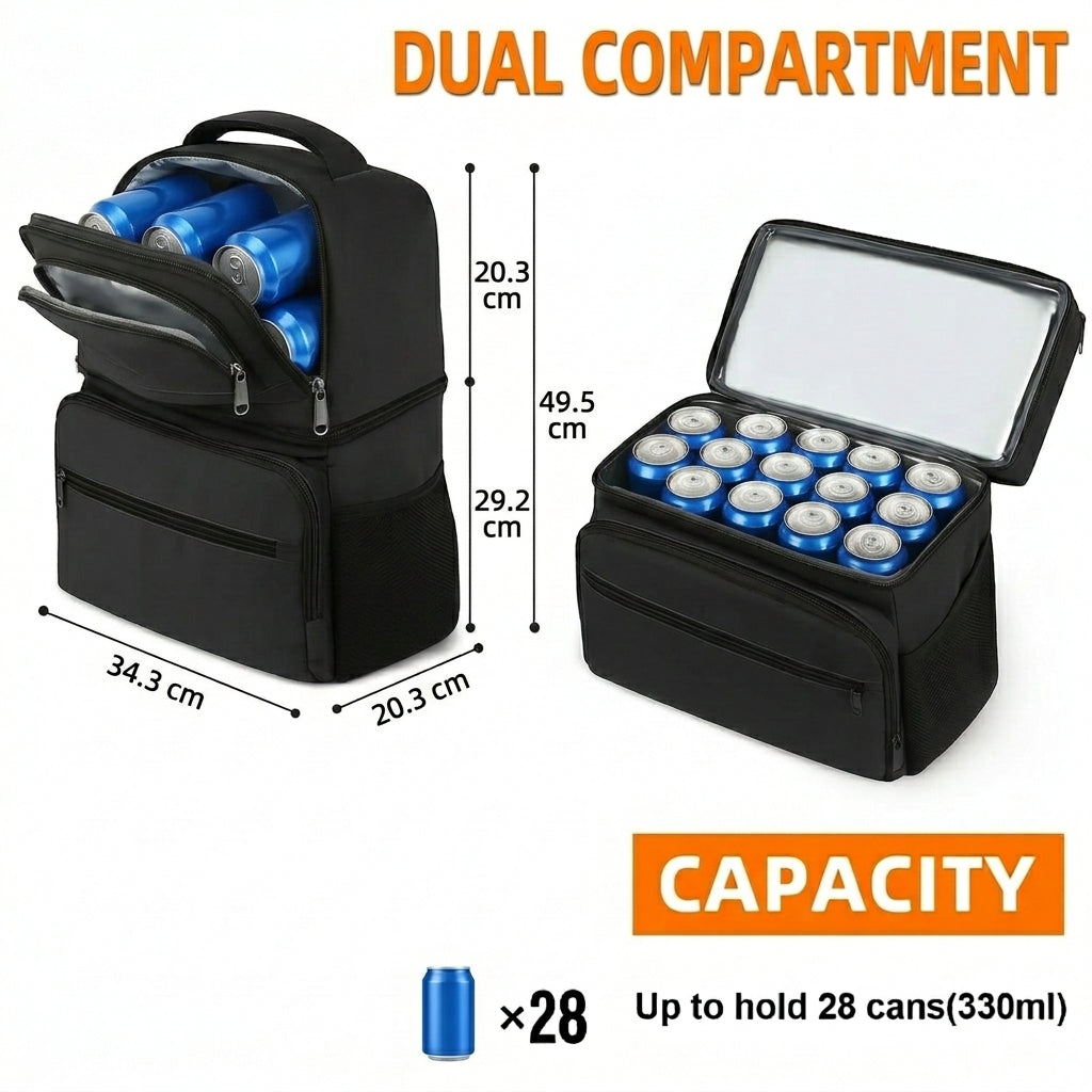 Sac à dos isotherme, Sac à dos isotherme pour repas 26 canettes, Double couche étanche, Léger et souple avec compartiment isotherme