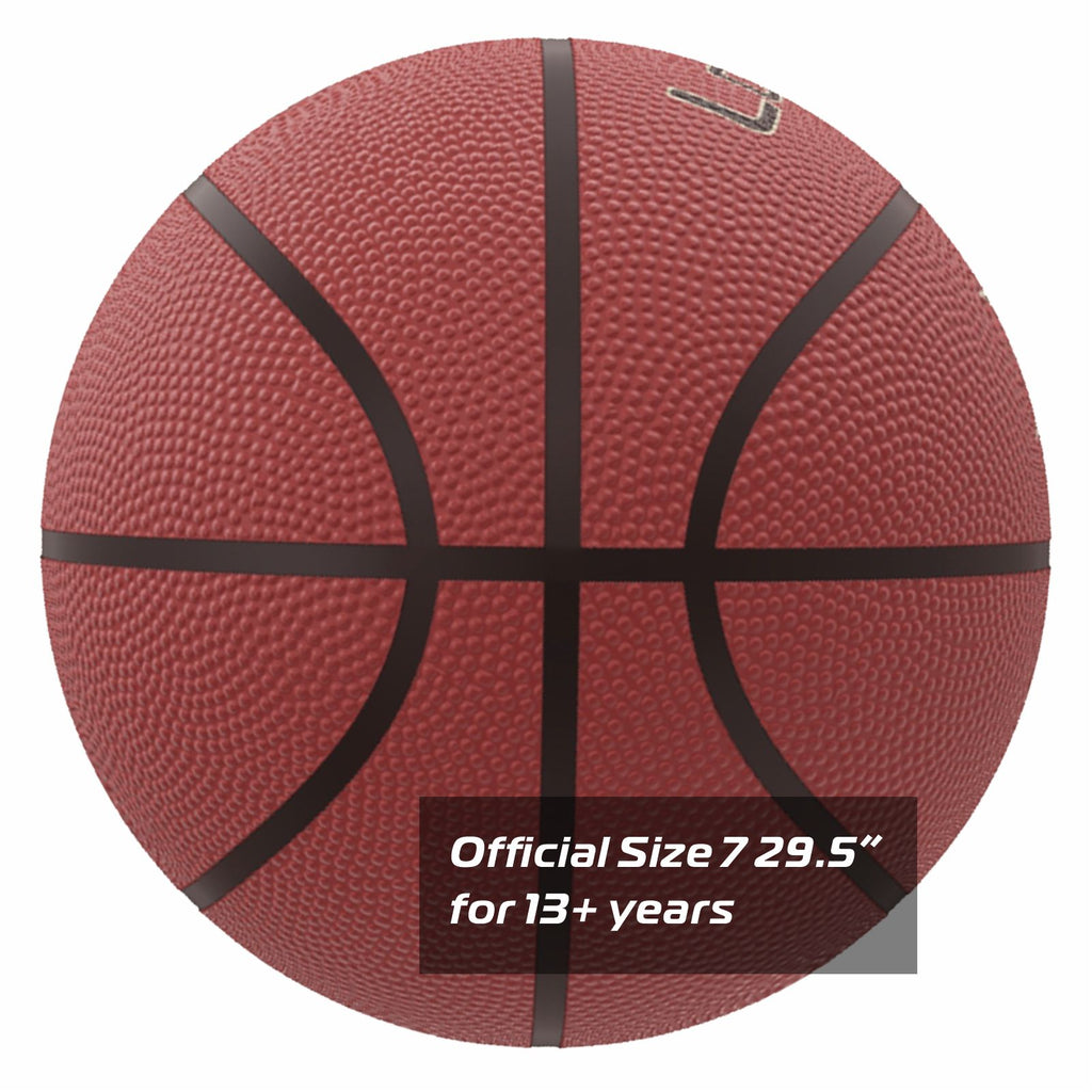 LONGSAIL Ballon de basket en caoutchouc de haute qualité 29,5 po Taille 7 Marron rougeâtre