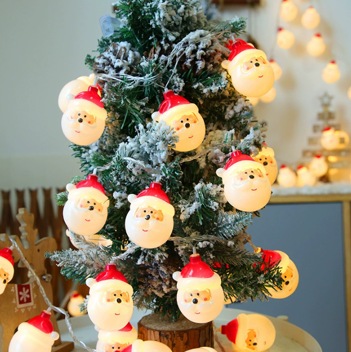 Guirlande lumineuse LED Père Noël pour décoration de sapin de Noël, atmosphère festive, idéale pour Noël