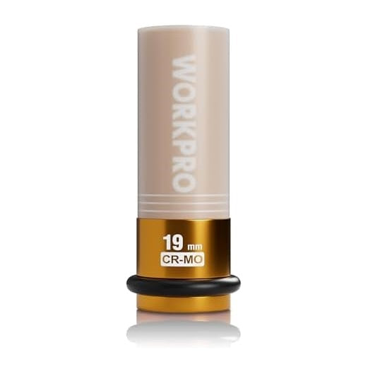 WORKPRO Douille de perceuse 1/2" jaune, protège-pneu, avec anse de gomme, 19 mm