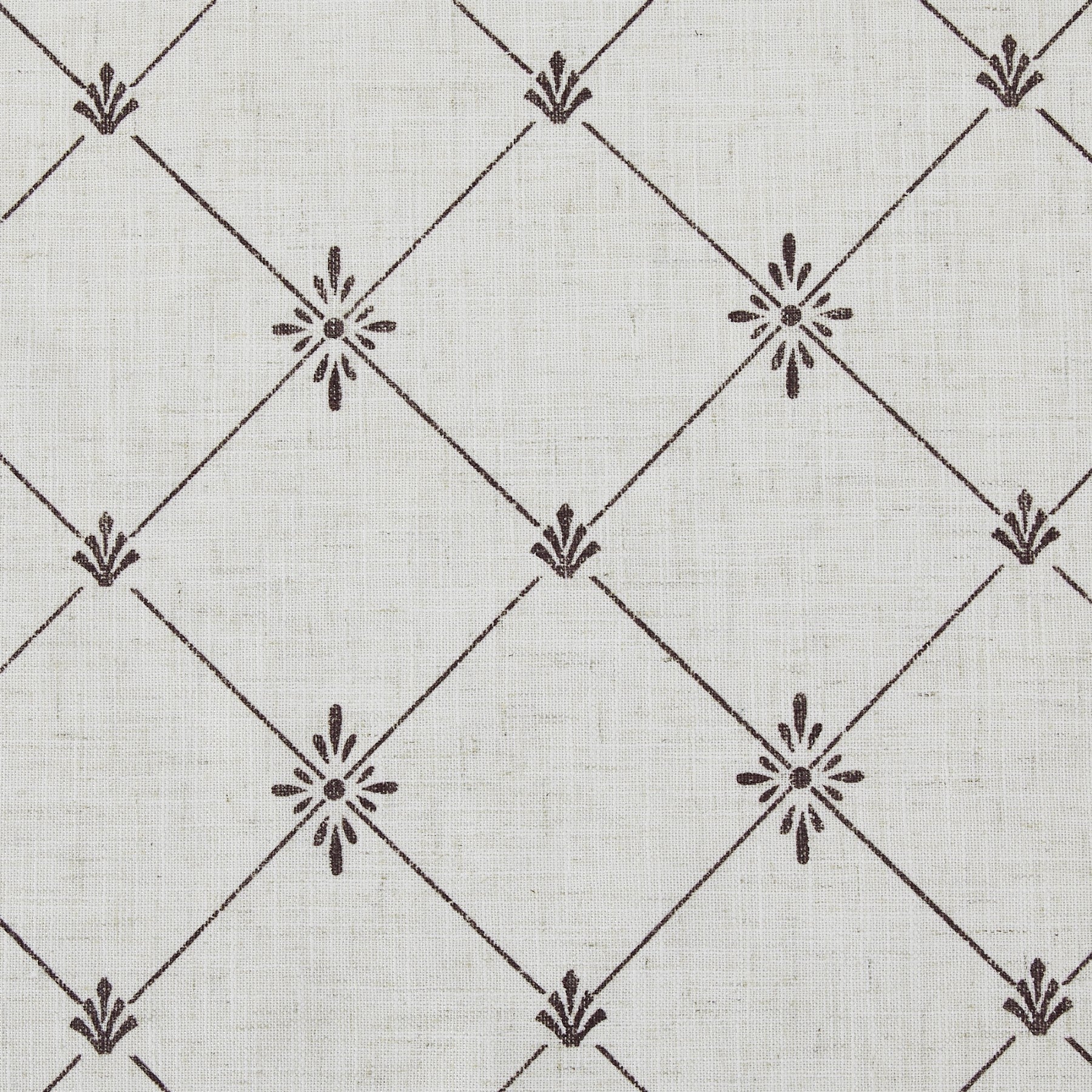 PONY DANCE Rideaux en Lin Mélange de Lin Imprimé Diamant Starburst Drap Occultant en Coton Biologique avec Œillets de Retour Filtre à Lumière pour Chambre Salon, Naturel, L 132 x H 220 cm, 2 Panneaux