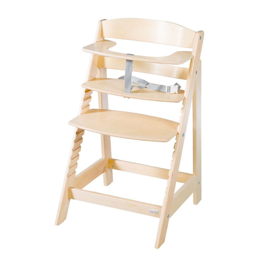 roba Born Up Chaise Haute de Croissance 2 en 1 avec Transat Bébé Inclinable Matelassé Gris (Bois Naturel / Effet Cuir Imperméable)