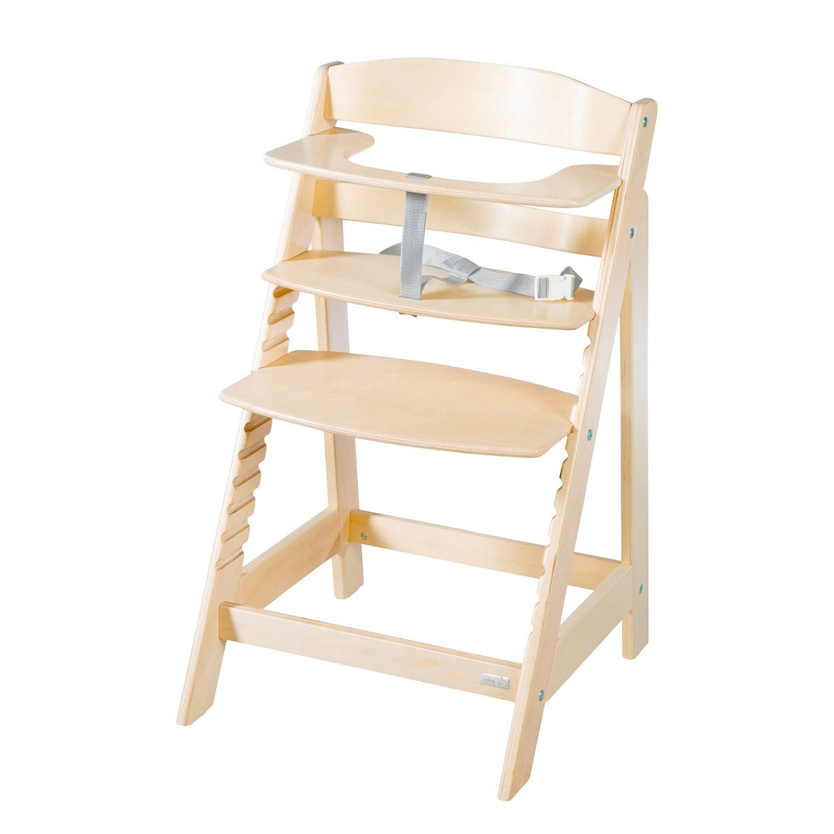 roba Born Up Chaise Haute de Croissance 2 en 1 avec Transat Bébé Inclinable Matelassé Gris (Bois Naturel / Effet Cuir Imperméable)