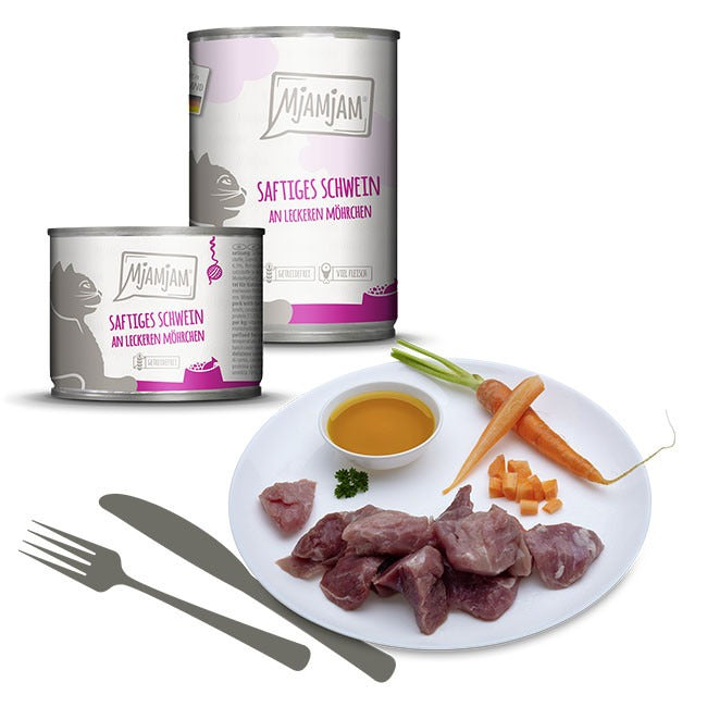 MjAMJAM Nourriture humide pour chat porc carotte 200 g