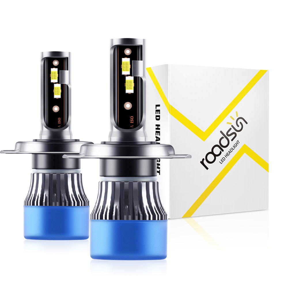 Roadsun Ampoules H4/9003/HB2, Super lumineuses 6000 K blanc froid, Feux de conduite H4 9003, Ampoules doubles feux de route/croisement avec ventilateur de refroidissement