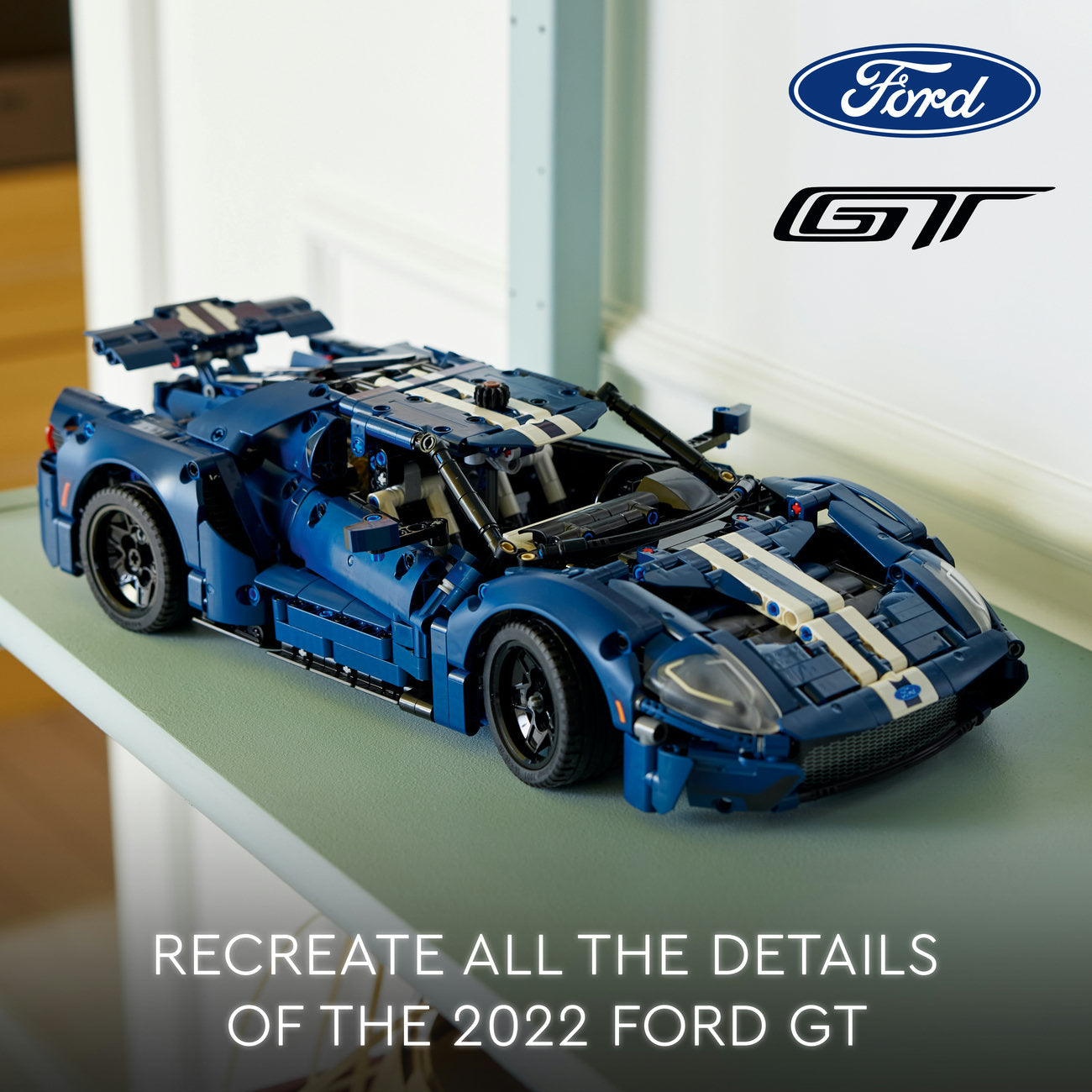 EGO Technic 2022 Ford GT 42154 Kit de Construction de Modèle de Supercar pour Adultes (Échelle 1:12, 1 468 Pièces)