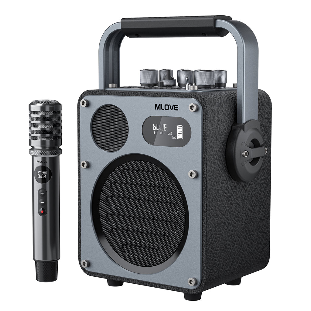 Système de Karaoké Bluetooth Mlove Rangers D4 , Enceinte Portable avec Microphones Sans Fil et Enregistrement Vocal Haute Fidélité